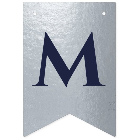 Trouw Navyblauw Nep Zilver Hartjes Mijnheer en Mev Vlaggetjes (Tweede vlag)