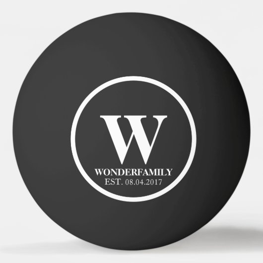 Trouw Net Getrouwd Monogram eenvoudig Pingpongbal (Voorkant)