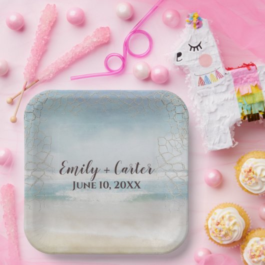 Trouw Ocean Strand Met Net Papieren Bordje (Feest)