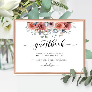 Trouw of anders, zalige bloemen, gastboek tekening poster