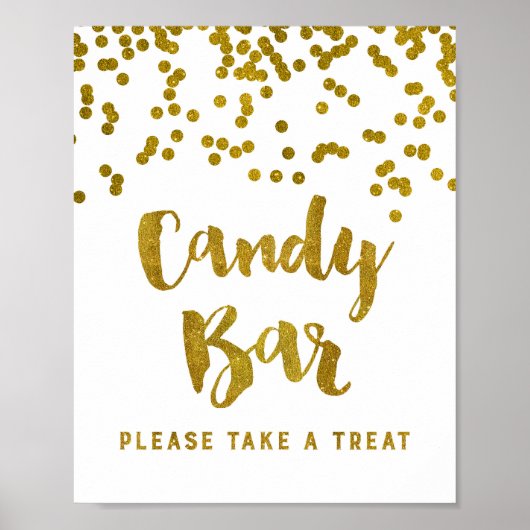 Trouw- of Bruiloftsfeest Candy Bar Bord Gouden Con Poster (Voorkant)