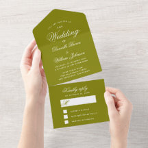 Trouw Olijfgroen Elege Calligrafie RSVP