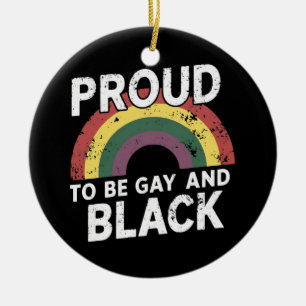 Trouw om Gay en Zwart te zijn Pride Month 2025 Keramisch Ornament