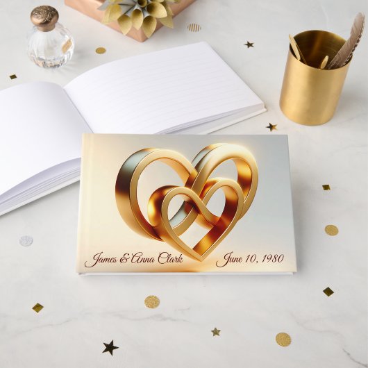 Trouw oneindigheid en gouden hart symbool gastenboek (Voorkant open)