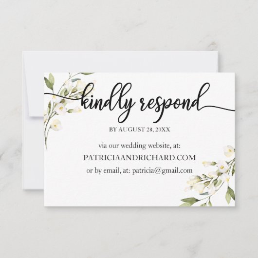 Trouw online RSVP Crème Witte Bloem (Voorkant)