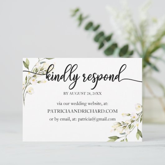 Trouw online RSVP Crème Witte Bloem (Staand voorkant)