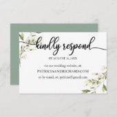 Trouw online RSVP Crème Witte Bloem (Voorkant / Achterkant)