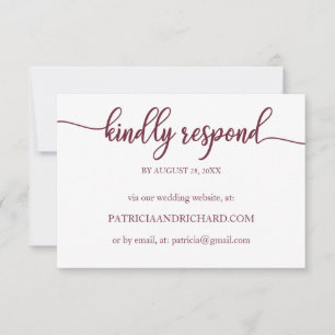 Trouw Online RSVP Kaart Burgundy Calligrafie