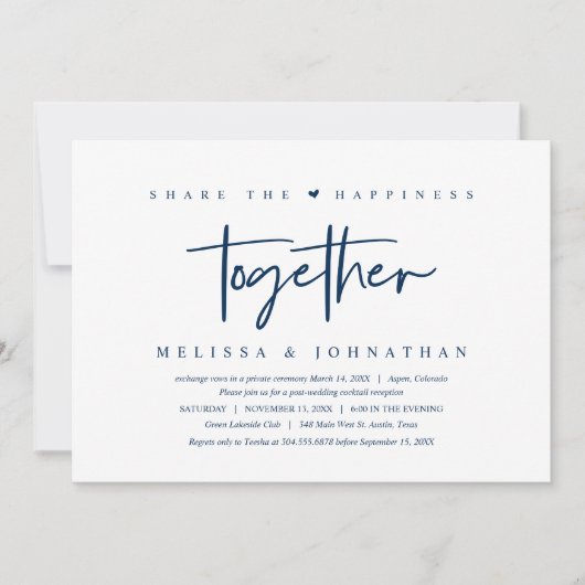 Trouw ontsnapping, deel geluk samen Uitnodiging (Voorkant)