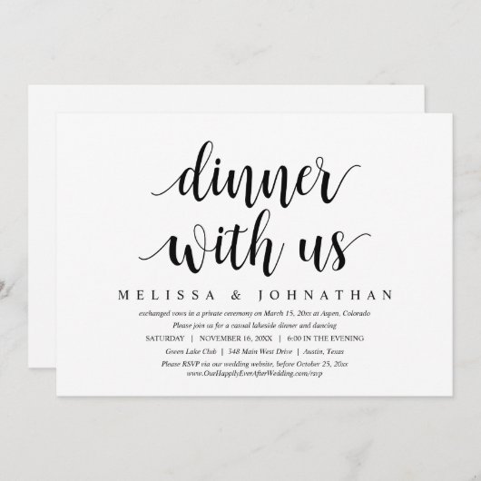 Trouw ontsnapping, diner met de pasgetrouwden kaart (Voorkant / Achterkant)