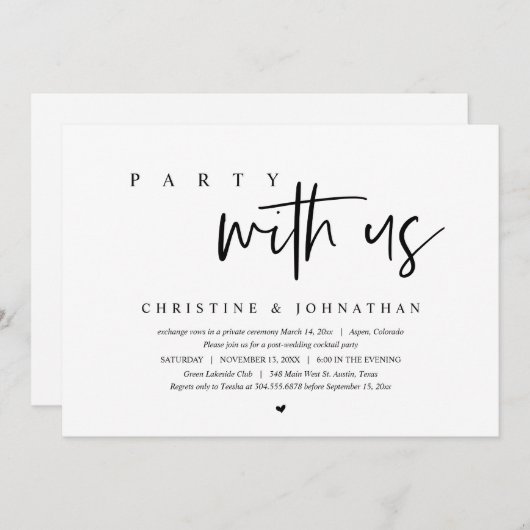 Trouw ontsnapping, Feest met ons Kaart (Voorkant / Achterkant)