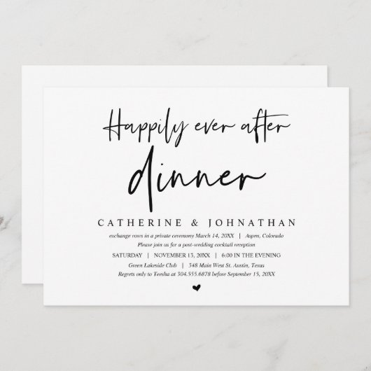 Trouw ontsnapping, Happily Ever after diner Kaart (Voorkant / Achterkant)