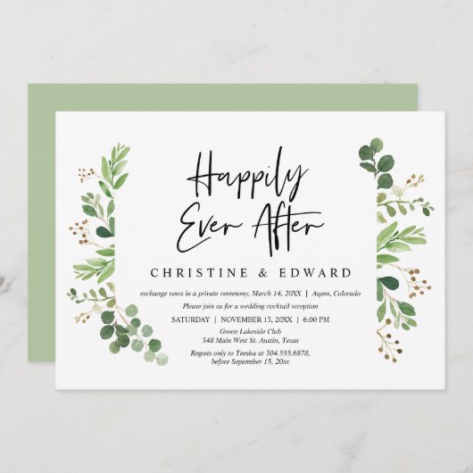 Trouw ontsnapping, 'Happily ever after' diner Kaart (Voorkant / Achterkant)