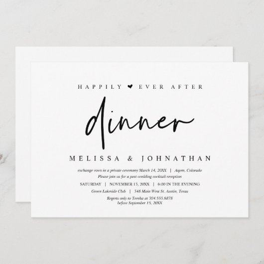 Trouw ontsnapping, 'Happily ever after dinner' Kaart (Voorkant / Achterkant)