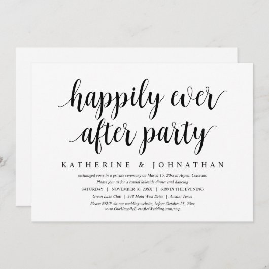 Trouw ontsnapping, Happily Ever After Dinner Party Kaart (Voorkant / Achterkant)