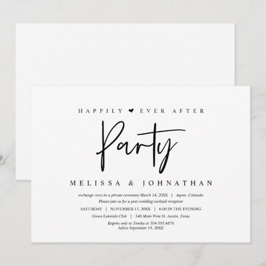 Trouw ontsnapping, Happily ever after feest Kaart (Voorkant / Achterkant)