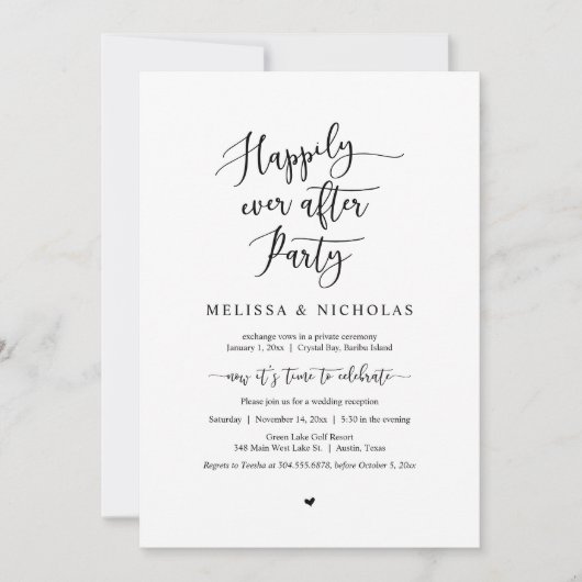 Trouw ontsnapping, Happily Ever After feest Kaart (Voorkant)