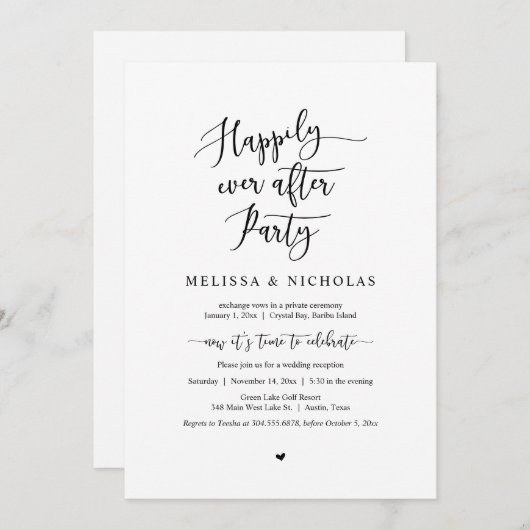 Trouw ontsnapping, Happily Ever After feest Kaart (Voorkant / Achterkant)