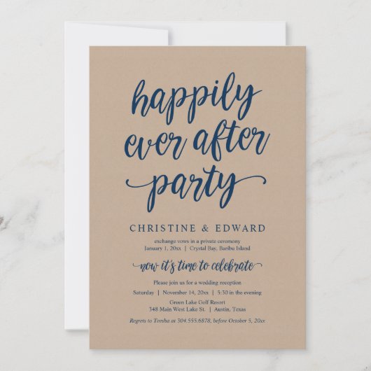 Trouw ontsnapping, Happily Ever After Feest Uitnod Kaart (Voorkant)