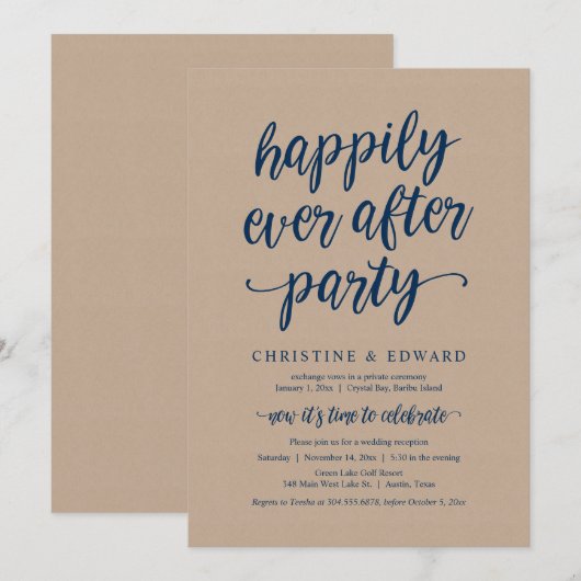 Trouw ontsnapping, Happily Ever After Feest Uitnod Kaart (Voorkant / Achterkant)