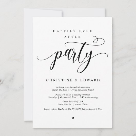 Trouw ontsnapping, Happily Ever After Feest Uitnod Kaart (Voorkant)