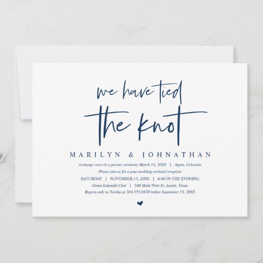 Trouw ontsnapping, modern, huwelijksfeest kaart (Voorkant)