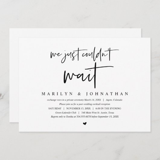 Trouw ontsnapping, modern minimalistisch kaart (Voorkant / Achterkant)