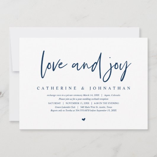 Trouw ontsnapping, modern minimalistisch, liefde e kaart (Voorkant)