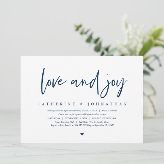 Trouw ontsnapping, modern minimalistisch, liefde e kaart (Staand voorkant)