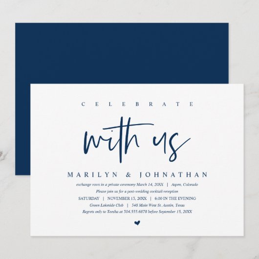 Trouw ontsnapping, modern, vier met ons feest kaart (Voorkant / Achterkant)