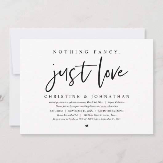 Trouw ontsnapping, niets bijzonders, gewoon liefde kaart (Voorkant)