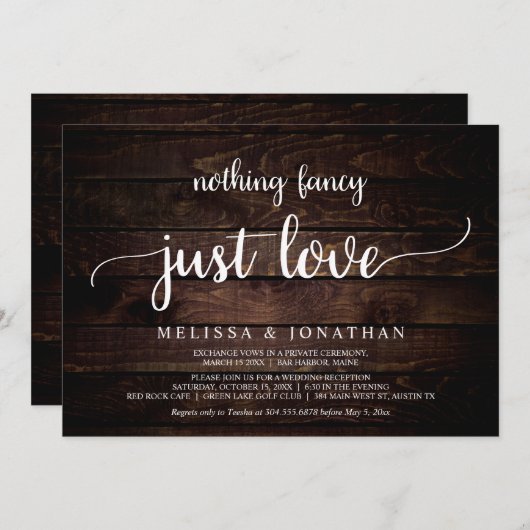 Trouw ontsnapping, Niets chics, gewoon liefde uitn Kaart (Voorkant / Achterkant)