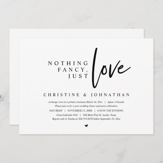 Trouw ontsnapping, Niets fancy, gewoon liefde Kaart (Voorkant / Achterkant)