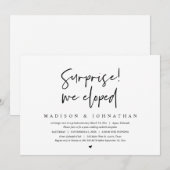 Trouw ontsnapping, verrassing, we zijn weggelopen kaart (Voorkant / Achterkant)