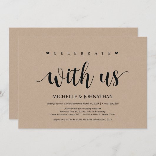 Trouw ontsnapping, vier met ons uitnodigingen (Voorkant / Achterkant)