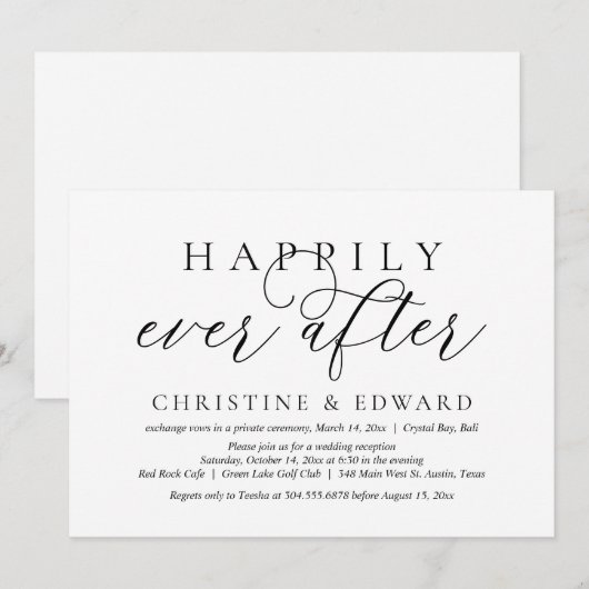 Trouw Ontsnappingsfeest, Gelukkig tot het Einde Kaart (Voorkant / Achterkant)