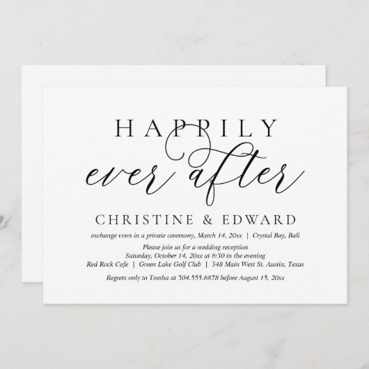 Trouw Ontsnappingsfeest, Gelukkig tot in de Eeuwig Kaart (Voorkant / Achterkant)