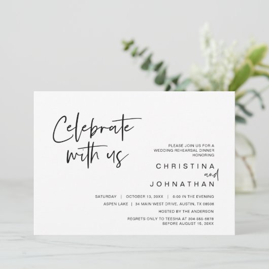 Trouw Ontsnappingsfeest, Vier met ons uitnodiging (Staand voorkant)