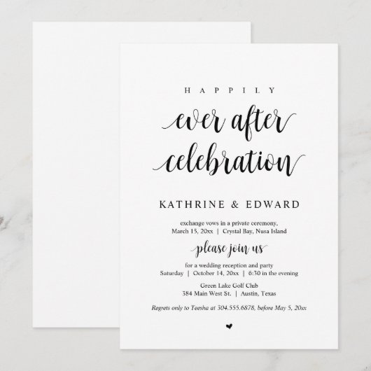 Trouw Ontwijking, Happily Ever After Feest Kaart (Voorkant / Achterkant)