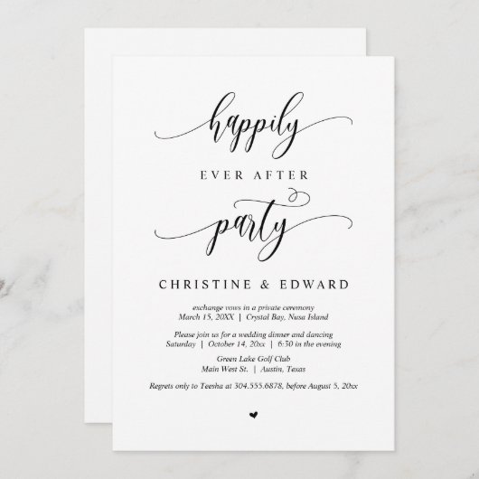 Trouw Ontwijking, Happily Ever After Feest Kaart (Voorkant / Achterkant)