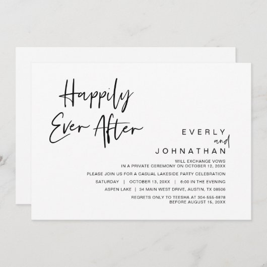 Trouw Ontwijking, Happily Ever After Feest Kaart (Voorkant / Achterkant)