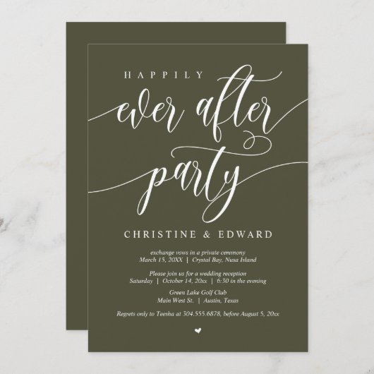 Trouw Ontwijking, Happily Ever After Feest, Olijf Kaart (Voorkant / Achterkant)