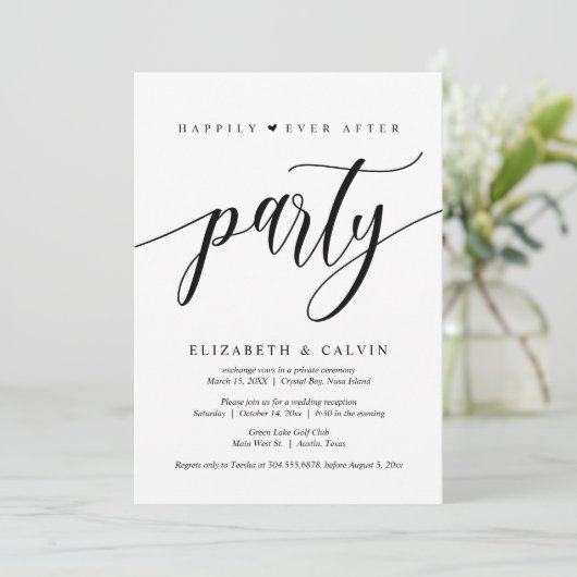 Trouw Ontwijkingsfeest, Happily Ever After Feest U Kaart (Staand voorkant)