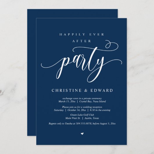 Trouw Ontwijkingsfeest, Happily Ever After Feest U Kaart (Voorkant / Achterkant)