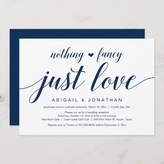 Trouw Ontwrichting, Elegante Klasse Navy Blauwe Sc Kaart (Voorkant / Achterkant)