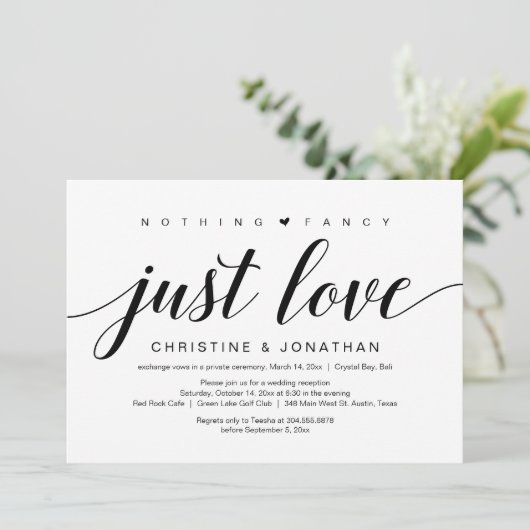 Trouw Ontwrichting, Elegante Klasse Zwarte Script Kaart (Staand voorkant)