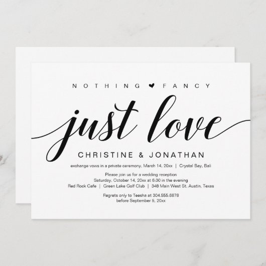 Trouw Ontwrichting, Elegante Klasse Zwarte Script Kaart (Voorkant / Achterkant)