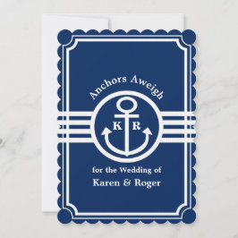 Trouw op een boot - Anker opgetrokken RSVP Kaartje