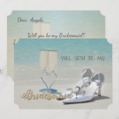Trouw op het strand, Glas, Hoge Hakken  Bruidsmeis Kaart (Voorkant / Achterkant)