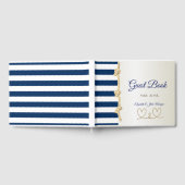 Trouw op het strand Navy Touw, Harten, Strepen Gastenboek (Volledig)